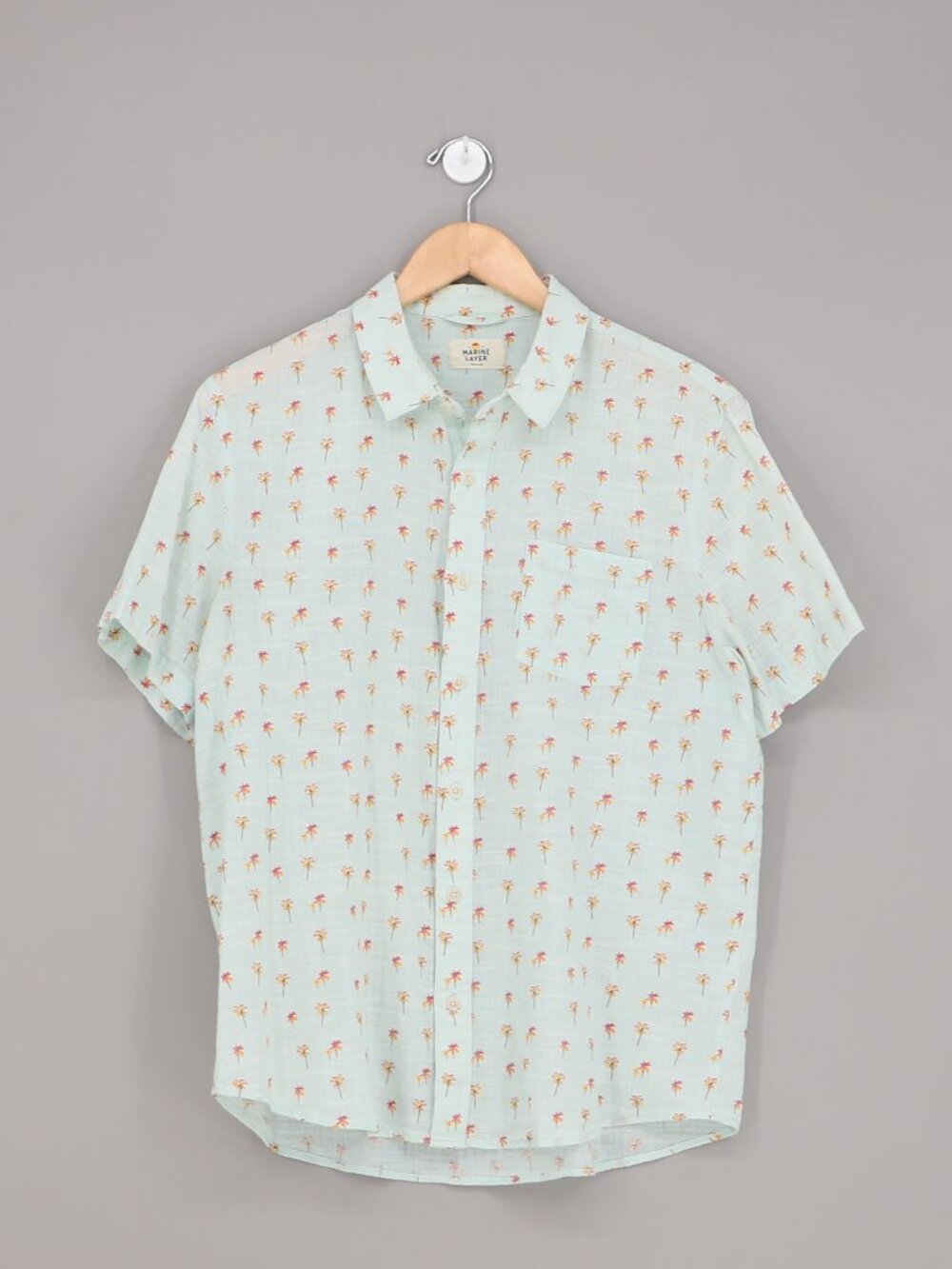 MARINE LAYER Palm Tree Printed Short Sleeve Cotton Lightweight Shirt Size M